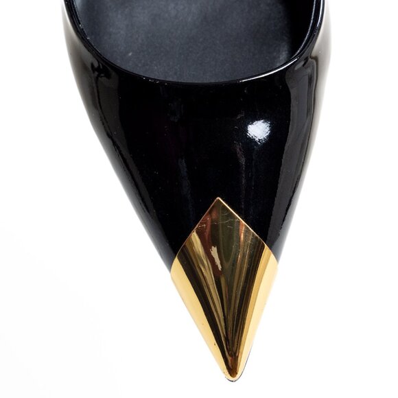 Jeffrey Campbell Riddler Patent Leather Pump Black Patent & Gold Size 9 - Picture 16 of 16